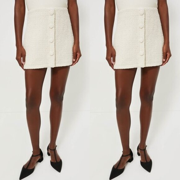 Tuckernuck NEW Cream Tweed Scarlet Retro Button Mini Skirt Size L - Picture 1 of 6